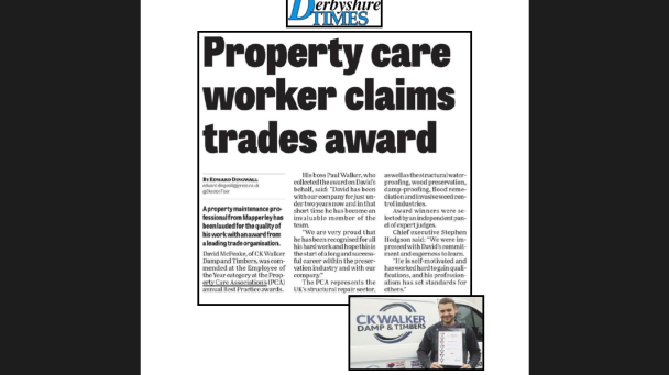 Derbyshire Property Care Worker Claims Trade Award