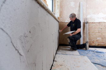 Re-plastering after a new damp proof course using Dryzone Damp Resistant Plaster
